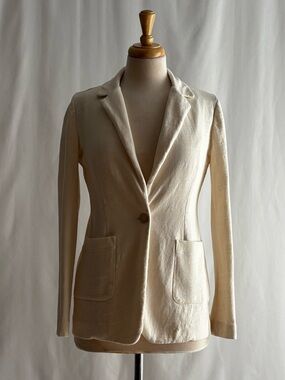 LOFT Ann Taylor 100% Cotton Cream Jersey Blazer Jacket / 2